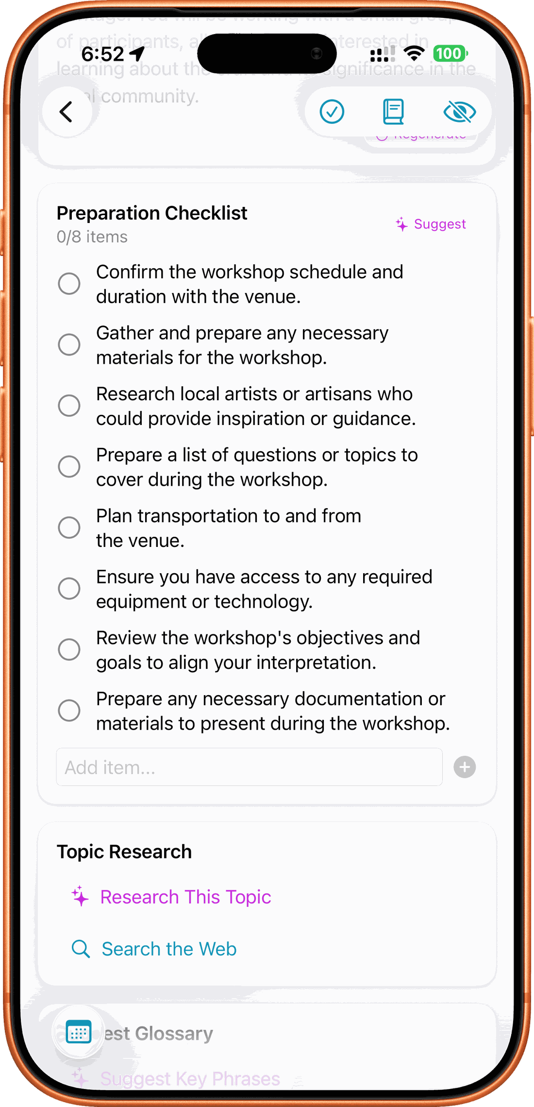 A cardiology appointment with an AI-generated briefing and a preparation checklist